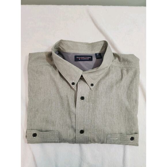 Roundtree & Yorke Shirt Mens 3XLT 3XL Tall Gray Short Sleeve Fishing Gorpcore - Picture 1 of 10